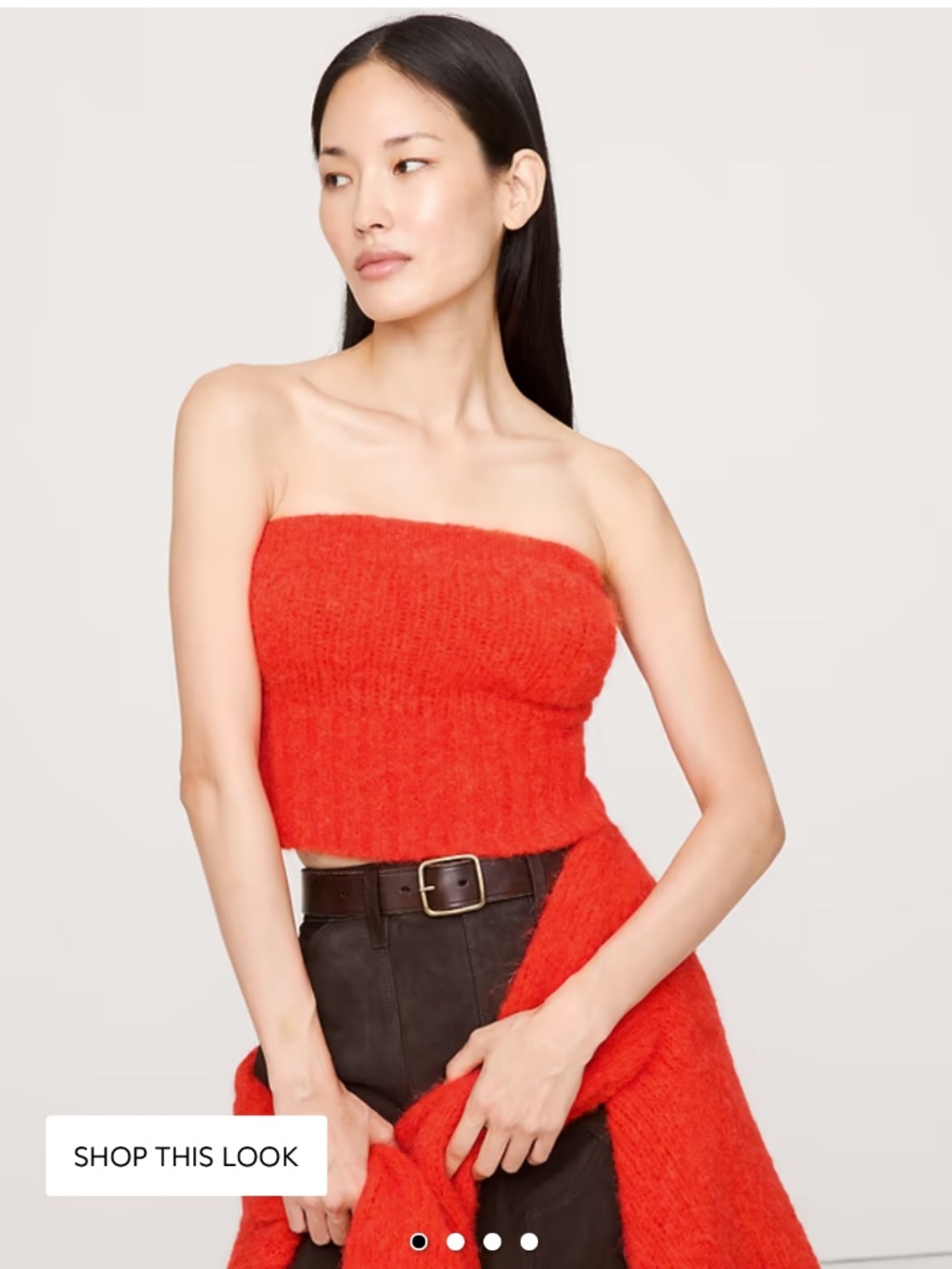 Banana Republic Italian Alpaca-Blend Tube Top Fire Red S